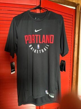 Nike Black Portland Basketball Tee with Red Logo